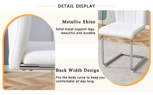 English Elm White Pu Dining Chair Set Of 2 – Modern Ergonomic Design With Silver Metal Legs For Home & Office Spaces W2920P225018-GIGA