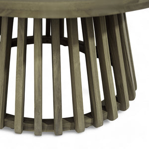 English Elm Christopher Knight Home® - Outdoor Acacia Wood Patio Coffee Table with Sculptural Slatted Base, Durable Weather-Resistant Finish Grey N770P234486G