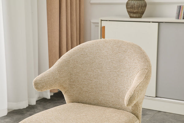English Elm Modern Chenille Linen Accent Chair Sculptural Hollow Back Swivel Seat for Dining Vanity Khaki W3493P456190