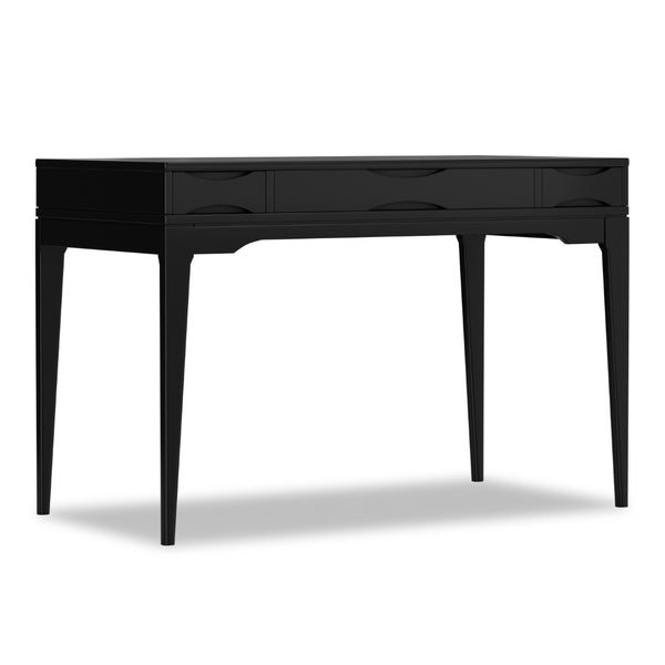 English Elm Harper Rubberwood Writing Desk with Keyboard Tray Mid-century Modern Home Office Storage Black B136P420746
