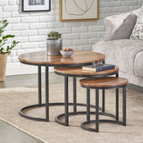 Christopher Knight Home® Modern Industrial Coffee Table Set of 3 | Handcrafted Wood & Iron Nesting Tables with Distressed Finish