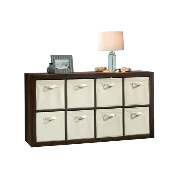English Elm 8-Cube Organizer Brown finish - 8-Compartment Engineered Wood Storage with Removable Bins, 31"x15"x58" B356P402702