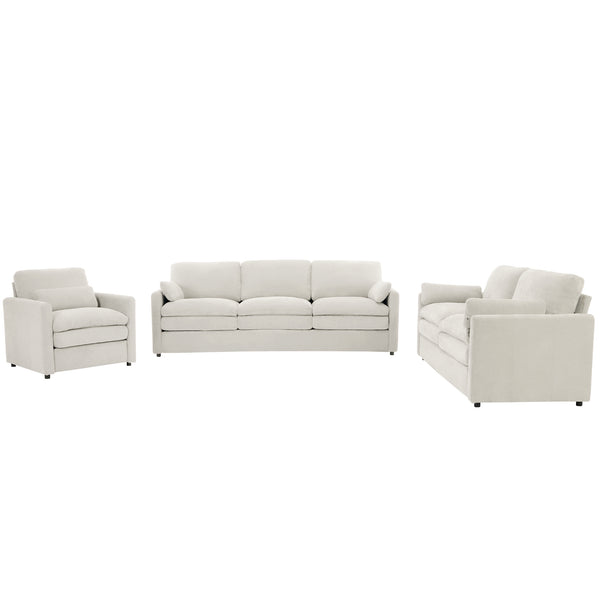 English Elm Cozy Oversized Chenille Sofa Set - Cloud-Like Comfort With Double Cushions & Ergonomic Design, Beige N719S001920A