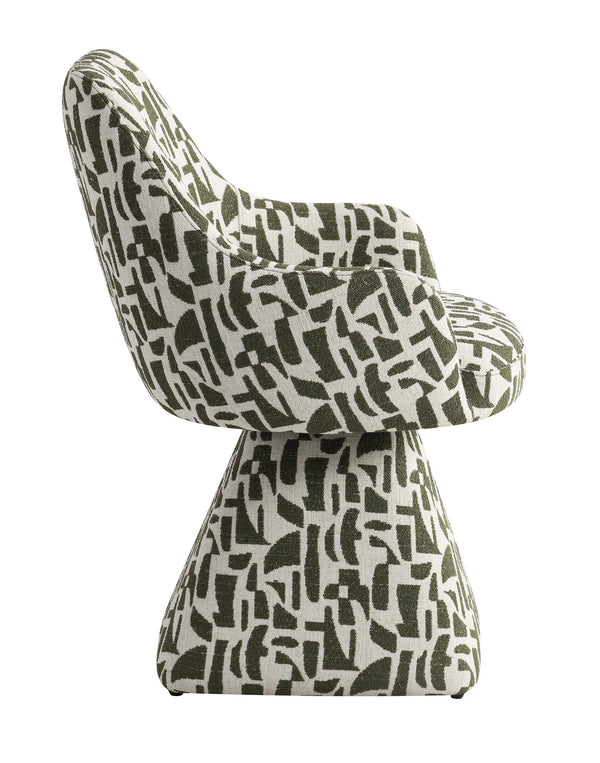 English Elm Priel Green Pattern Fabric Swivel Accent Chair with 360° Rotation, Wooden Frame, 3.5" Cushion, 220lb Capacity B2726P406785