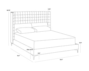 Sunpan CAIRO Bed - Queen - Luxurious Antonio Charcoal Upholstered Design with Nailhead Trim & Comfort 105565
