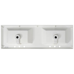 English Elm Christopher Knight Home® - 60" Resin Basin Vanity Top with Undermount Rectangular Double Sinks, 8" Faucet Holes, Bright White Durable Finish and Chrome Overflow (Vanity Top Only) N759P351761K