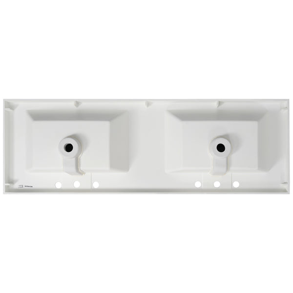 English Elm Christopher Knight Home® - 60" Resin Basin Vanity Top with Undermount Rectangular Double Sinks, 8" Faucet Holes, Bright White Durable Finish and Chrome Overflow (Vanity Top Only) N759P351761K