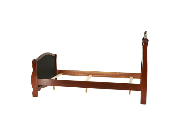 English Elm Dark Glam Full Size Bed Espresso Faux Leather Upholstered Headboard Footboard Elegant Frame Deluxe Comfort Cherry 47 L x 54 W x 6 H B011S00915