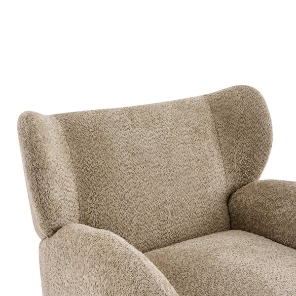 English Elm Wingback Boucle Accent Chair with Rounded Legs for Living Room or Reading Nook N776P376365D