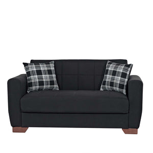 English Elm PrimeNest Nexaro Collection Upholstered Convertible Loveseat with Storage, PU Leather Sleeper Sofa Black B030P281702