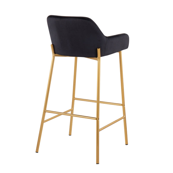 English Elm Daniella Contemporary-Glam Bar Stools In Luxe Black Velvet & Gold Metal - Set Of 2 For Stylish Spaces B202S00531