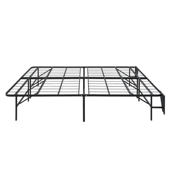 English Elm Black Metal Platform Bed Frame Queen High-Profile Foldable Design for Easy Assembly, Headboard Mountable Black 38.75 L x 28.75 W x 7 H B011P197726