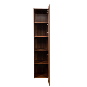 English Elm Display Cabinet Glass Doors Curio with 5 Shelves and LED Lighting, Dustproof Bookcase for Dolls Decor W331P281123