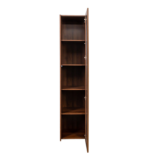 English Elm Display Cabinet Glass Doors Curio with 5 Shelves and LED Lighting, Dustproof Bookcase for Dolls Decor W331P281123