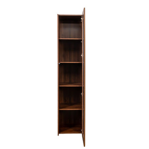English Elm Display Curio Cabinet with Led Lighting Five Shelves Acrylic Doors Tall Bookcase W331P380593