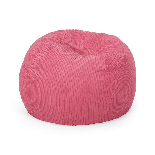 English Elm Christopher Knight Home® - Kenli Corduroy Polyester 3ft Bean Bag Chair with High-Density Foam Filling — Modern Cozy Accent Chair Pink N778P185629P