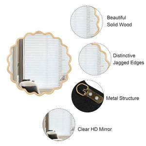 English Elm Solid Wood Wavy Mirror - Stunning 36" Wall Decor For Any Room, High-Def Reflection & Durable Design W1445P189556-GIGA