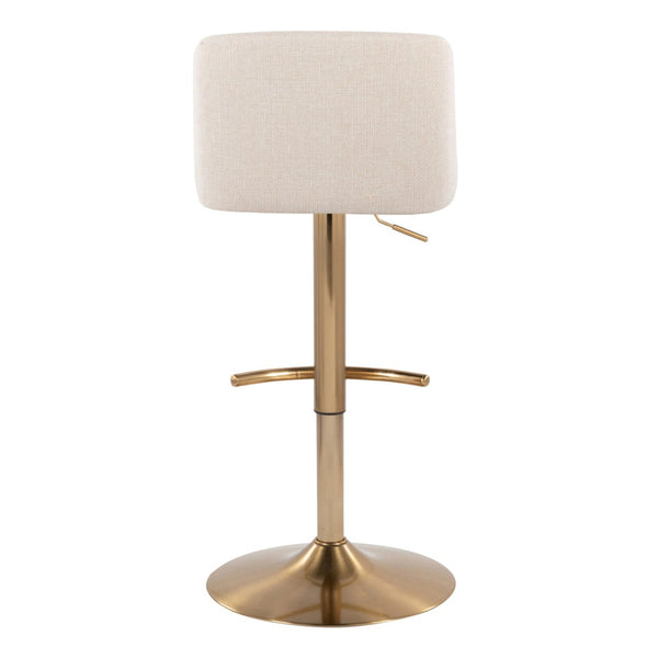 English Elm Toriano Adjustable Barstools Set Of 2 - Cream Fabric & Gold Metal, 360-Degree Swivel For Style & Comfort B202S01035-GIGA