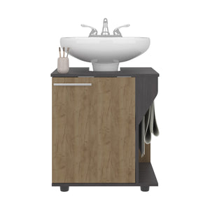 English Elm Phillips Under Sink Cabinet Black with Rear Cut-Out, Double Door Storage, Modern Slim Design B200P374503