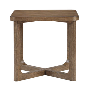 English Elm 1pc Square Wood End Table with Walnut Veneer and X-Base, Contemporary Side Table for Living Room Amenities Light Brown 36.5 L x 28 W x 9 H B011P387123