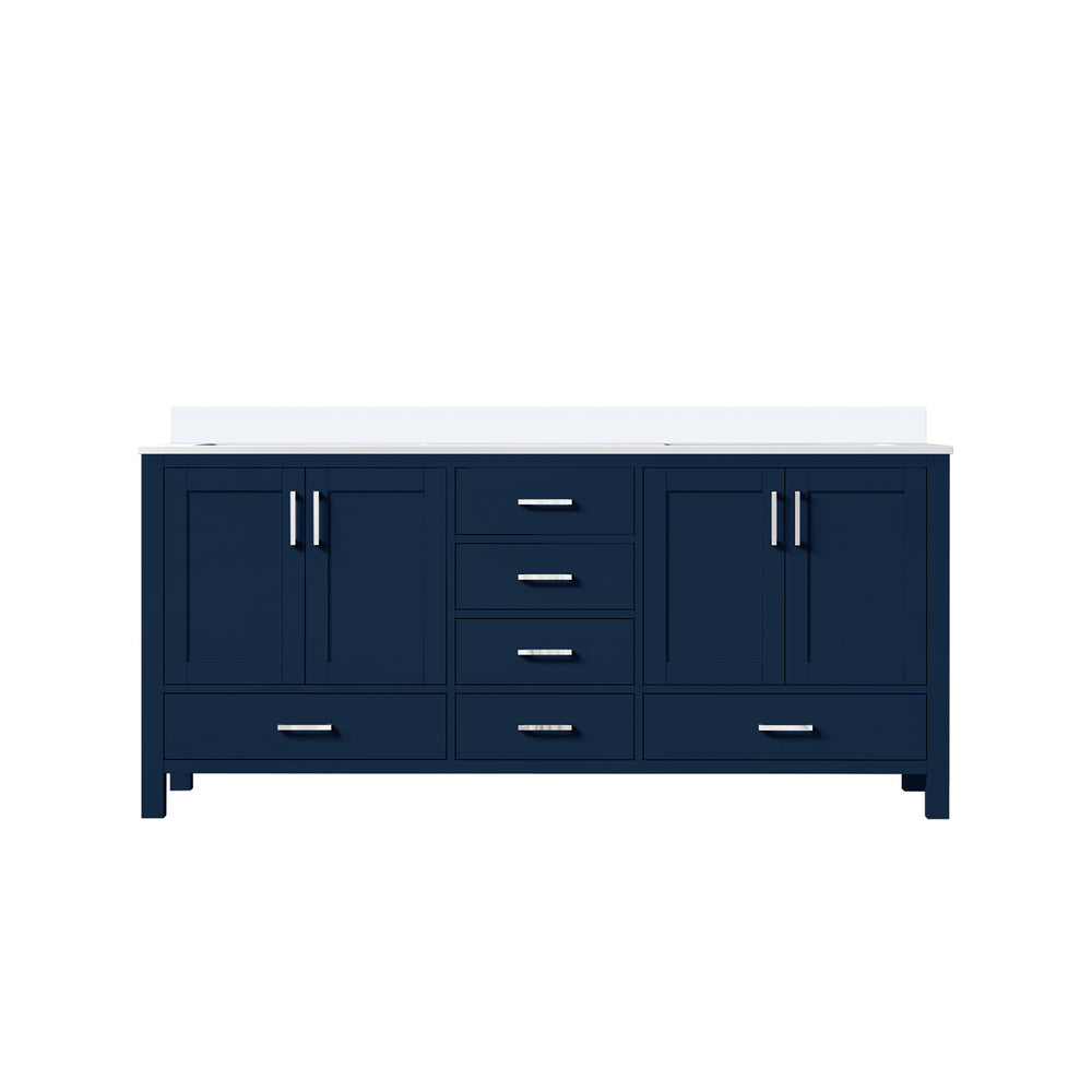 English Elm Navy Elegant Double Bath Vanity 72" W X 22" D With Durable Cultured Marble Top & Ample Storage B2731P259116
