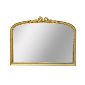 English Elm 40.2" Luxurious Baroque Gold Arch Mirror with Ornate Scrollwork Crown — Statement Accent for Entryways W2078P288166