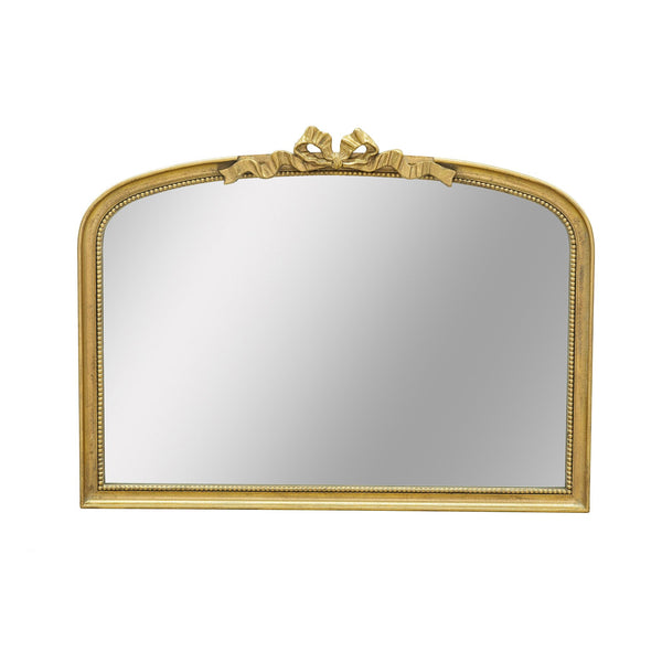 English Elm 40.2" Luxurious Baroque Gold Arch Mirror with Ornate Scrollwork Crown — Statement Accent for Entryways W2078P288166