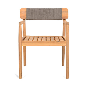 English Elm Christopher Knight Home® - 4-Piece Patio Furniture Set Braided Acacia Wood Dining Chairs with All-Weather Rope, Stylish Outdoor Seating Grey,Teak N770P269704G004