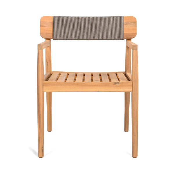 English Elm Christopher Knight Home® - CREATIVE Braided Acacia Wood Outdoor Dining Chairs with Armrests, Weather-Resistant Rope, Durable Seating Grey,Teak N770P269704G