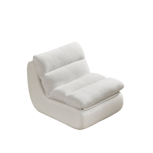English Elm Modern Compressed Lounge Chair with Ottoman Corduroy Recliner Small Space Sofa High-Density Foam Comfort Beige W1036P251820