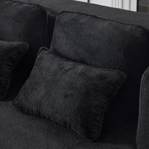 English Elm Queen Foldable Sofa Bed Plush Chenille Futon with High-Density Foam Convertible Sleeper Mattress Comfort Black W1829P280218