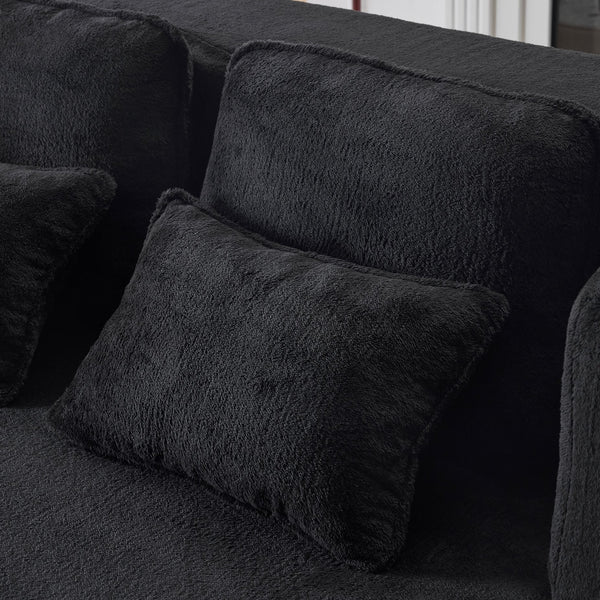 English Elm Queen Foldable Sofa Bed Plush Chenille Futon with High-Density Foam Convertible Sleeper Mattress Comfort Black W1829P280218