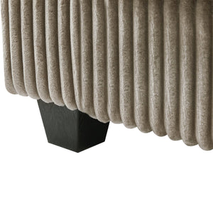 English Elm 4-seater Corduroy Sofa with USB Ports, Flip-Top Cup Holders, Hidden Arm Storage & Ultra-Deep Seats Brown N719S001990D