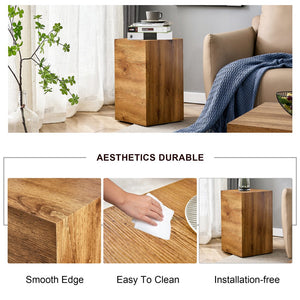 English Elm Elevate Modern Wood-Textured MDF Side Table, 11.8"x11.8"x19.6", No-Assembly, Versatile Accent Table W1151P242266
