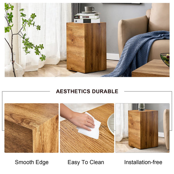 English Elm Elevate Modern Wood-Textured MDF Side Table, 11.8"x11.8"x19.6", No-Assembly, Versatile Accent Table W1151P242266