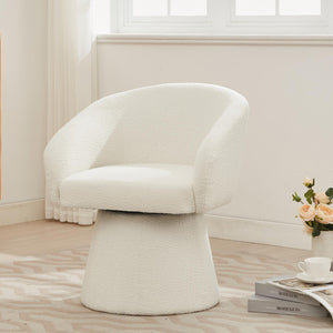 English Elm Christopher Knight Home® - Modern 360° Swivel Boucle Accent Chair Cream White — Plush Barrel Seat, Compact 300 lb Capacity, Stylish N765P292088W