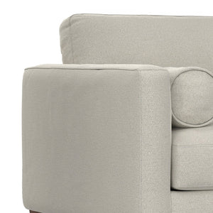 English Elm Morrison Sculptural Mid-century Armchair with Rubberwood Legs and Performance Fabric Cream White B136P420740
