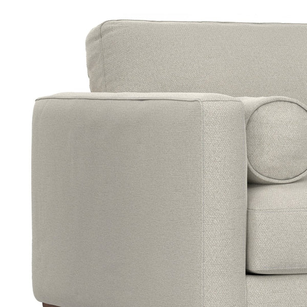 English Elm Morrison Sculptural Mid-century Armchair with Rubberwood Legs and Performance Fabric Cream White B136P420740
