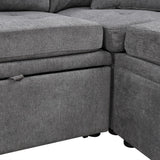 English Elm 117.3" Oversized Sectional Sofa U- Shaped Sofa Couch Pull-Out Sofa Bed With Two Throw Pillows For Living Room, Gray