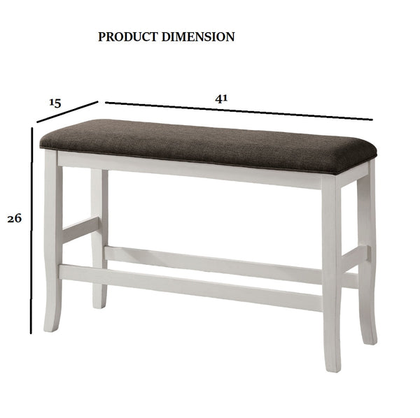 English Elm Modern Transitional Counter Height Bench with Off-White Wood Base & Dark Gray Padded Seat, 41"L x 26"H, Farmhouse Chic B011P367172