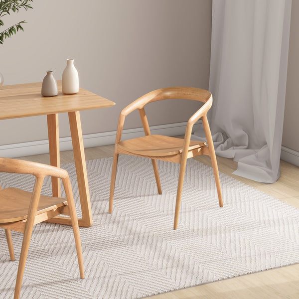 English Elm Jennifer Taylor Home - Simeon Solid Oak Dining Chair 21" – Sculpted Scandinavian Design, Warm Brown Oak, Sustainable Comfort B2719P238275