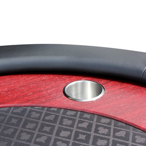 English Elm 96" Casino Style Poker Table with Speed Cloth Felt Racetrack and Steel Cup Holders Black W2748S00056