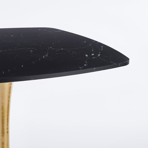 English Elm Square Mid-Century Dining Table 31.5" – Gold & Matte Black Tulip Pedestal, MDF Top, Compact Chic W3766P370534