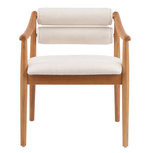 English Elm Indoor Solid Wood Dining Chairs Beige Upholstered Seat Modern Set of Two N772P410400B