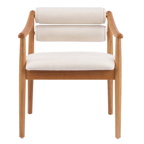 English Elm Indoor Solid Wood Dining Chairs Beige Upholstered Seat Modern Set of Two N772P410400B