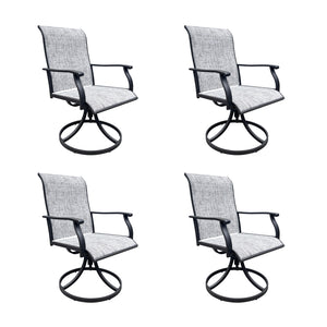 English Elm Swivel Textilene Patio Dining Chairs Set of 2 – Breathable Outdoor Porch Deck Chairs with 360° Rocking Black+ Gray W213P271500