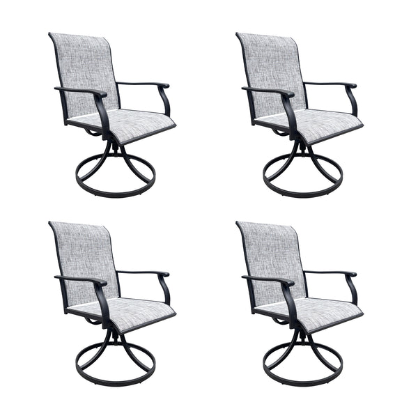 English Elm Swivel Textilene Patio Dining Chairs Set of 2 – Breathable Outdoor Porch Deck Chairs with 360° Rocking Black+ Gray W213P271500