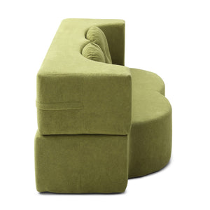 English Elm 2-in-1 Folding Sofa Bed with Plush Foam Support — Convertible Floor Couch to Queen Guest Sleeper Green W1117P325077