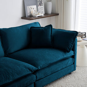 English Elm 2 Modern Chenille 2-Piece Living Room Sofa Set with Solid Wood Frame, Modular Comfort for Home Blue W714S00596