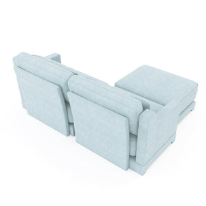 English Elm Two-Seater Sofa Set In Sky Blue Chenille With Ottoman & Lumbar Pillows - Elegant, Ergonomic Comfort W714S01204-GIGA